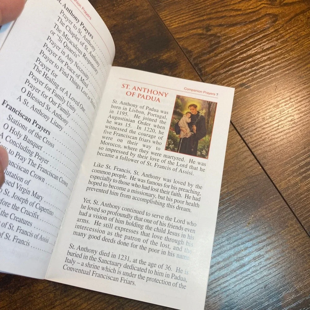 Companion Prayers Guide St Anthony Padua Catholic Prayer Booklet Red Gold Foil